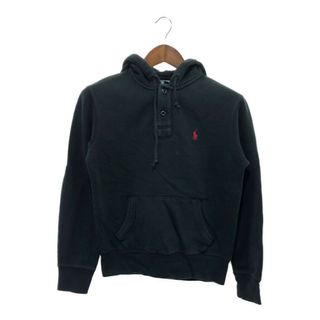 ポロラルフローレン(POLO RALPH LAUREN)の90年代 Polo by Ralph Lauren ポロ ラルフローレン ヘンリーネック スウェット パーカー カジュアル ブラック (メンズ S) 中古 古着 P5141(パーカー)