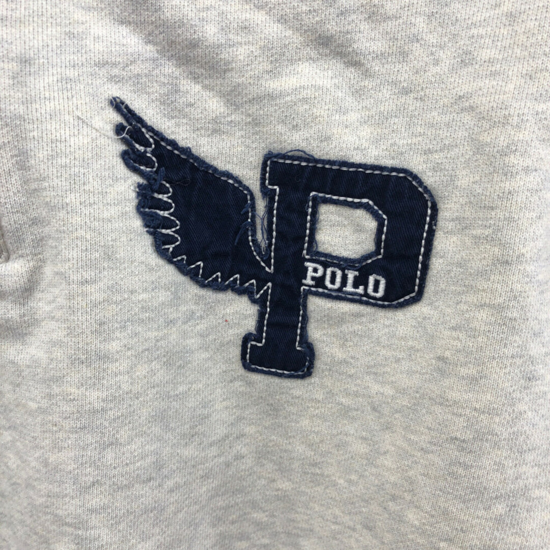 POLO RALPH LAUREN(ポロラルフローレン)の90年代 Polo by Ralph Lauren ポロ ラルフローレン Pウイング ロゴ ハーフジップ スウェット ラインリブ グレー (メンズL) 中古 古着 P5176 メンズのトップス(スウェット)の商品写真