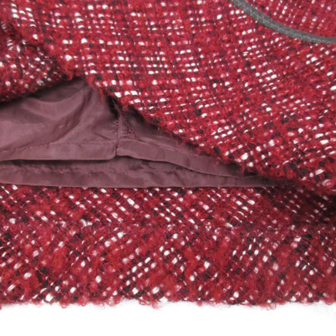 LAUTREAMONT(ロートレアモン)のロートレアモン ツイードスカート タイトスカート ひざ丈 フリンジ 38 赤 白 レディースのスカート(ひざ丈スカート)の商品写真