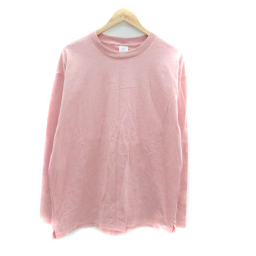 フルーツオブザルーム Tシャツ カットソー クルーネック 長袖 無地 M ピンク メンズのトップス(Tシャツ/カットソー(七分/長袖))の商品写真