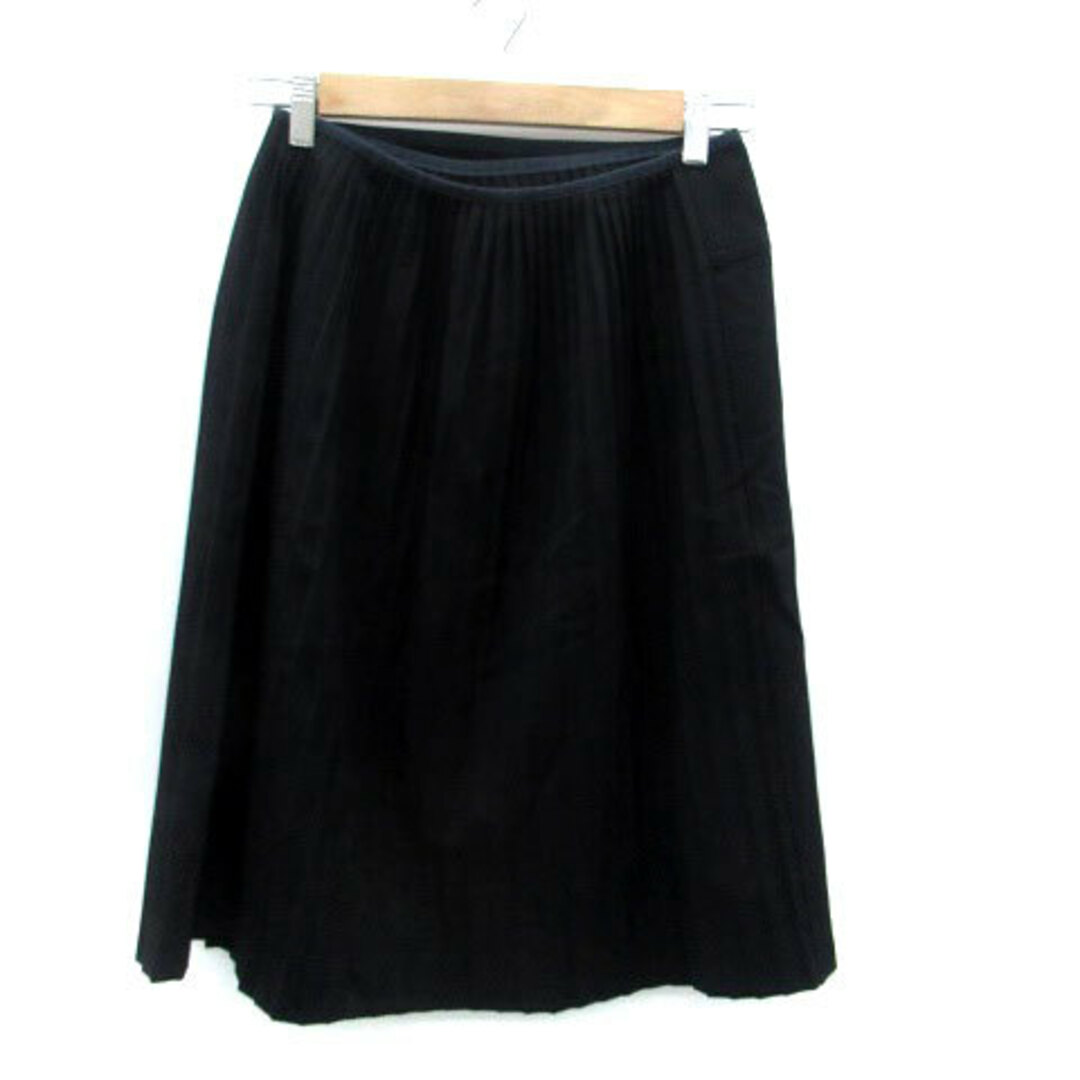 MACPHEE(マカフィー)のマカフィー トゥモローランド ラップスカート フレア プリーツ ウール 38 黒 レディースのスカート(ひざ丈スカート)の商品写真