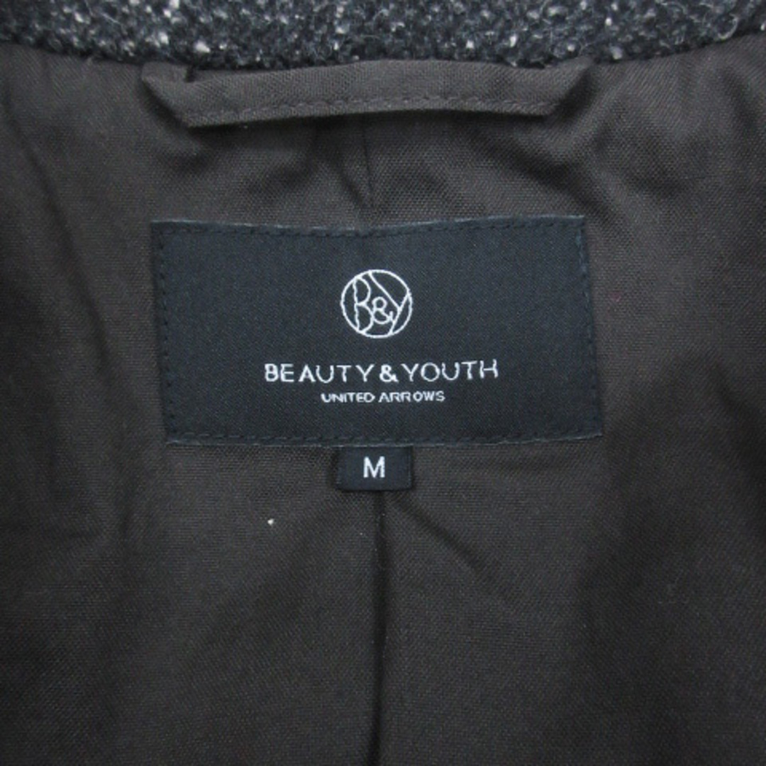 BEAUTY&YOUTH UNITED ARROWS(ビューティアンドユースユナイテッドアローズ)のB&Y ユナイテッドアローズ テーラードジャケット ミドル丈 総柄 M 黒 白 レディースのジャケット/アウター(その他)の商品写真