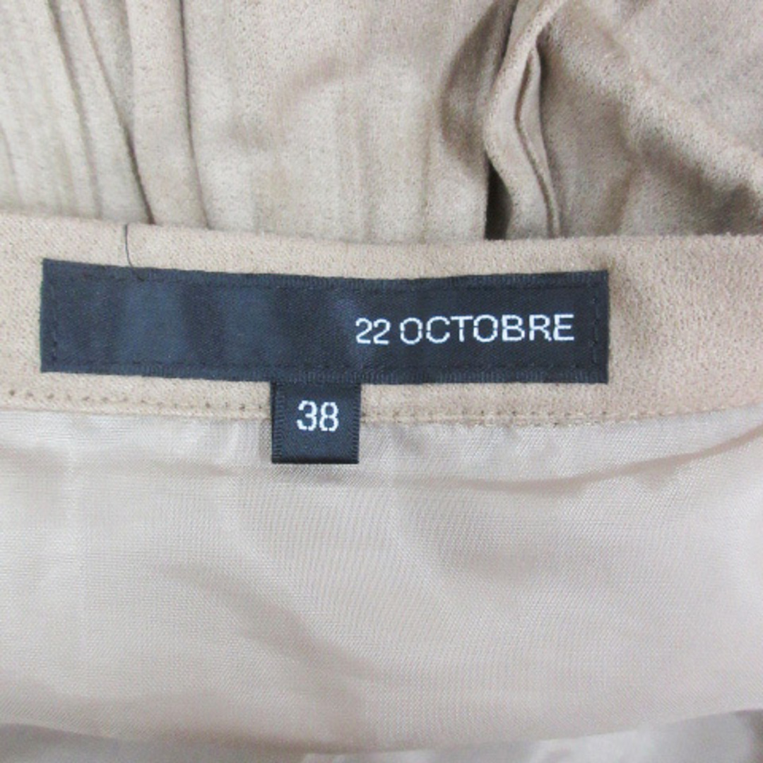 22 OCTOBRE(ヴァンドゥーオクトーブル)の22オクトーブル プリーツスカート ひざ丈 スエード調 無地 38 ベージュ レディースのスカート(ひざ丈スカート)の商品写真