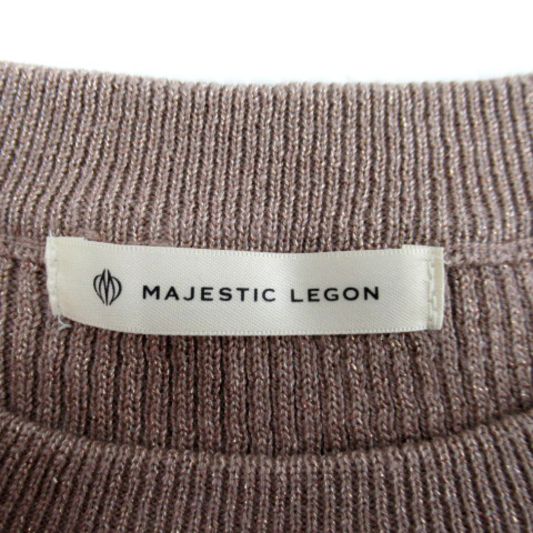 MAJESTIC LEGON(マジェスティックレゴン)のマジェスティックレゴン リブニット カットソー 七分袖 ラメ M ■MO レディースのトップス(ニット/セーター)の商品写真