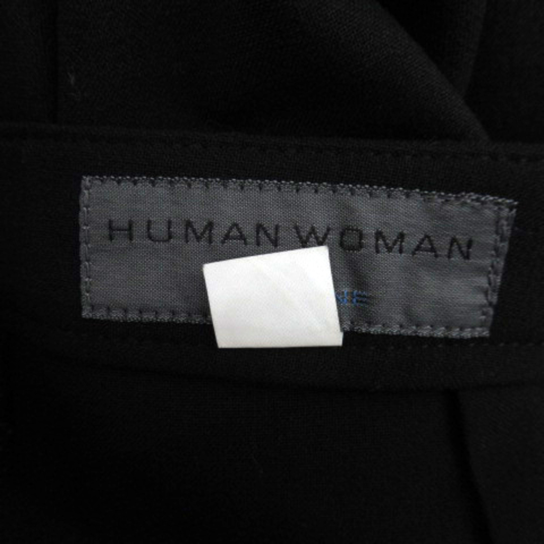 HUMAN WOMAN(ヒューマンウーマン)のヒューマンウーマン ストレートパンツ ロング丈 無地 L 黒 ブラック ■MO レディースのパンツ(その他)の商品写真