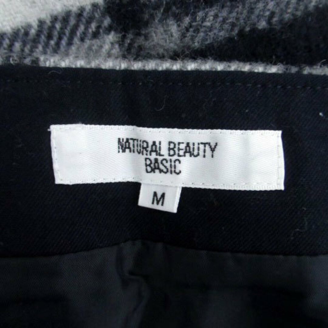 NATURAL BEAUTY BASIC(ナチュラルビューティーベーシック)のナチュラルビューティーベーシック 台形スカート チェック柄 ウール M 黒 レディースのスカート(ミニスカート)の商品写真