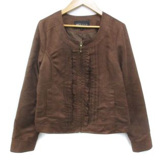 ミッシュマッシュ(MISCH MASCH)のミッシュマッシュ ノーカラージャケット ミドル丈 総裏地 ジップアップ 38 茶(その他)