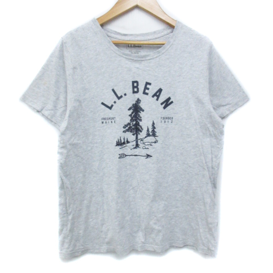 L.L.Bean(エルエルビーン)のエルエルビーン Tシャツ カットソー 半袖 Uネック ロゴプリント M 杢グレー レディースのトップス(Tシャツ(半袖/袖なし))の商品写真