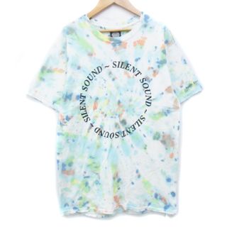 アザー(other)のサイレントサウンド Tシャツ カットソー 半袖 ロゴプリント 総柄 M 白 水色(Tシャツ/カットソー(半袖/袖なし))