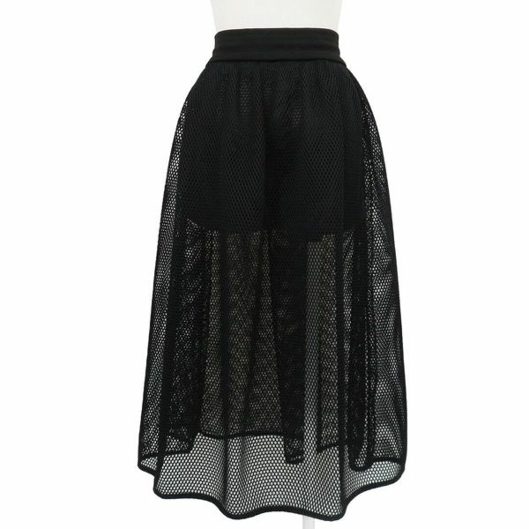 Christian Dior(クリスチャンディオール)の美品 クリスチャン ディオール 2021SS 117J36A8053 ウエストロゴ メッシュ ロング フレア スカート 46207 レディースのスカート(ロングスカート)の商品写真