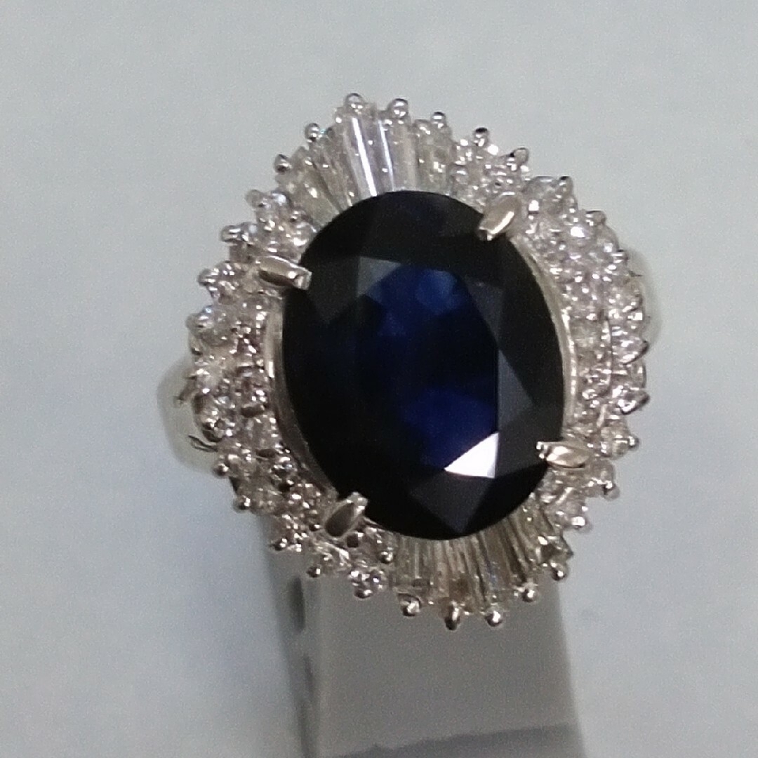 天然ブルーサファイア3.83キャラ　ダイヤモンドリング レディースのアクセサリー(リング(指輪))の商品写真
