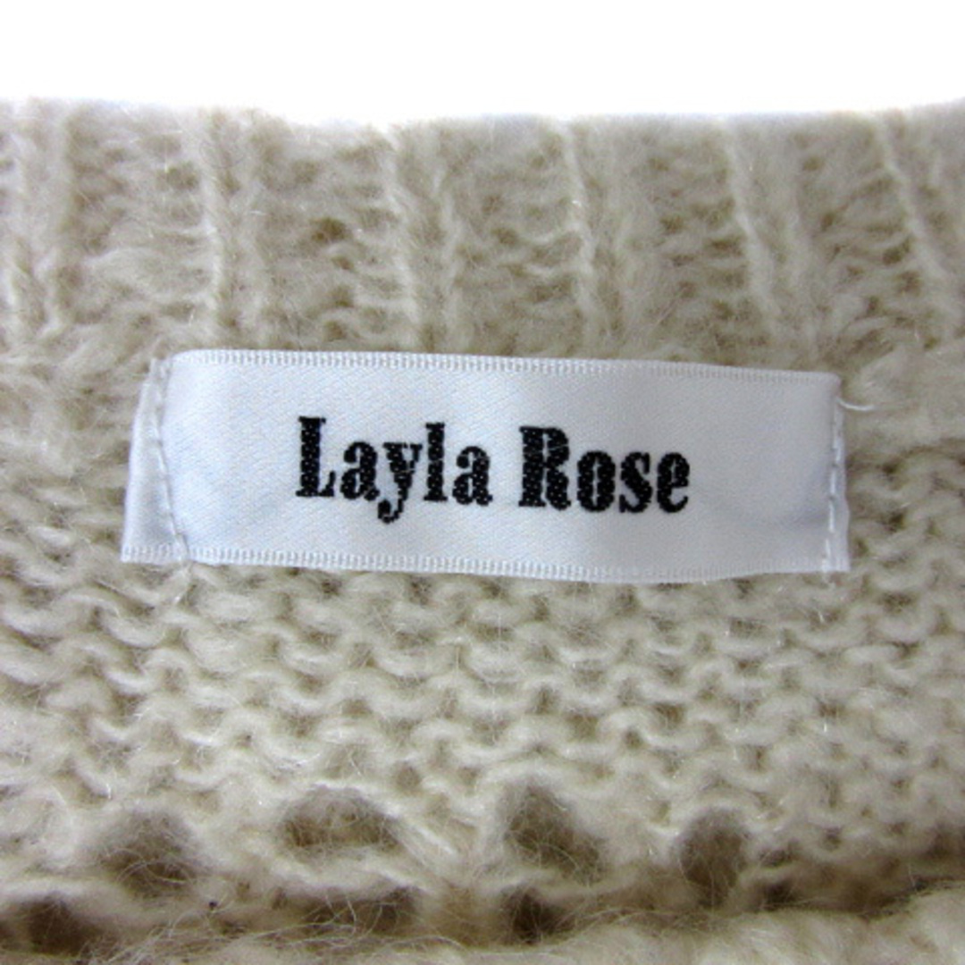 Layla Rose(レイラローズ)のレイラローズ ニット セーター 長袖 透かし編み モヘヤ混 M ベージュ レディースのトップス(ニット/セーター)の商品写真