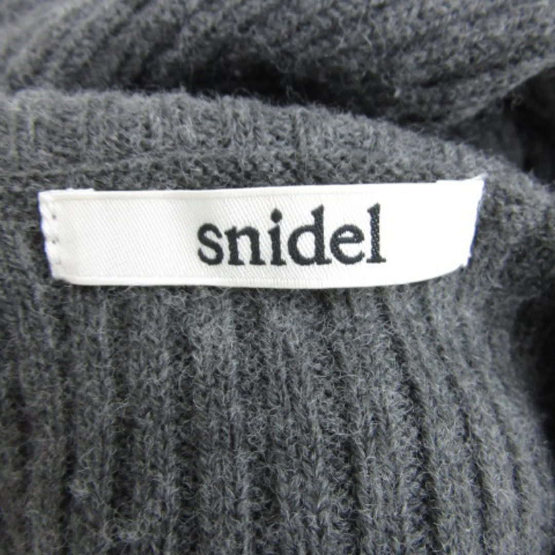 SNIDEL(スナイデル)のスナイデル リブニットワンピース ミニ丈 長袖 オフショルダー F グレー レディースのワンピース(ミニワンピース)の商品写真