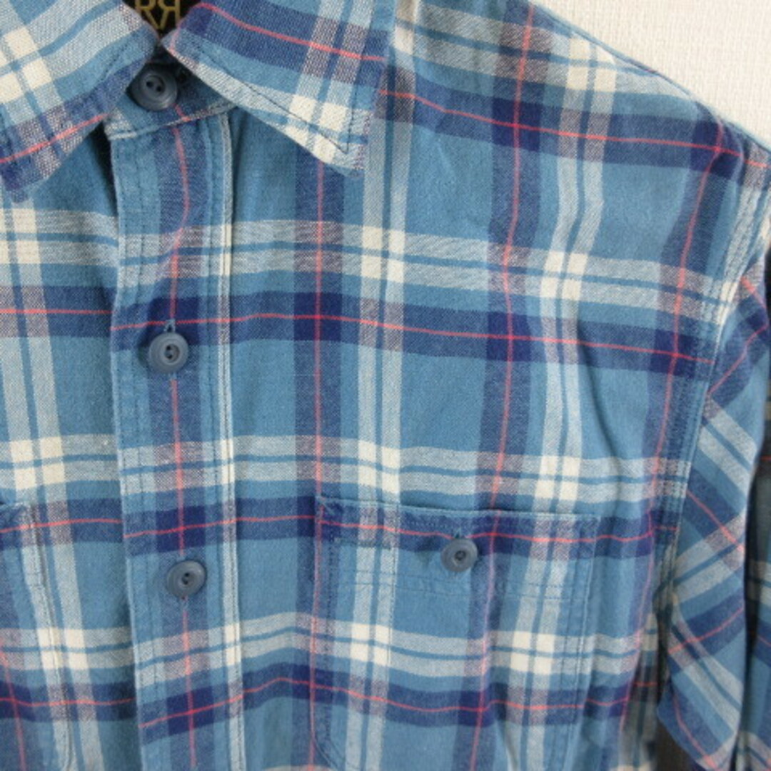 RRL(ダブルアールエル)のダブルアールエル RRL フランネルシャツ チェック 長袖 青 S  メンズのトップス(シャツ)の商品写真