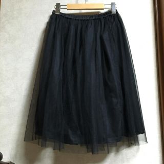 ダブルクローゼット(w closet)の最終お値下★お値下★w closet ダブルクローゼット スカート黒チュール(ひざ丈スカート)