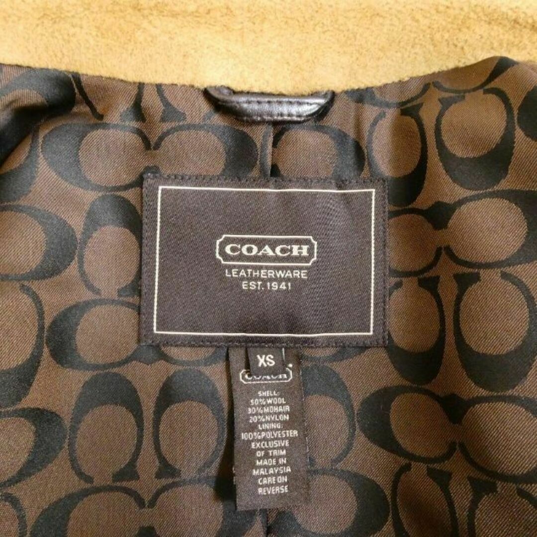 COACH(コーチ)の美品 コーチ モヘヤ混 スナップボタン ロング丈 ステンカラーコート レディースのジャケット/アウター(ロングコート)の商品写真