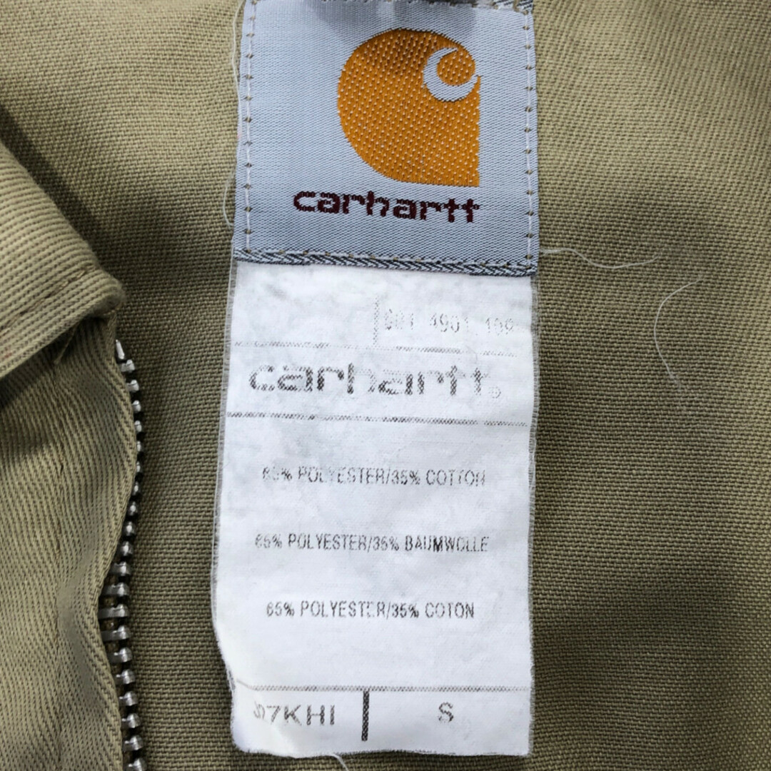 carhartt(カーハート)のCarhartt カーハート コットン ワーク ジャケット 刺繍 ワンポイントロゴ アウター カーキ (メンズ S) 中古 古着 P5202 メンズのジャケット/アウター(その他)の商品写真