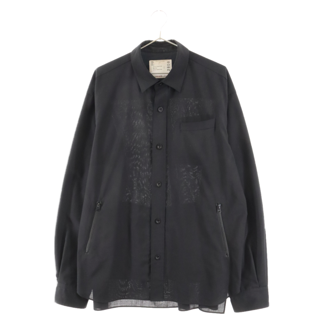 Sacai サカイ 22AW shirt jacket シャツジャケット 長袖シャツ 22-02808M ブラック53センチ袖丈