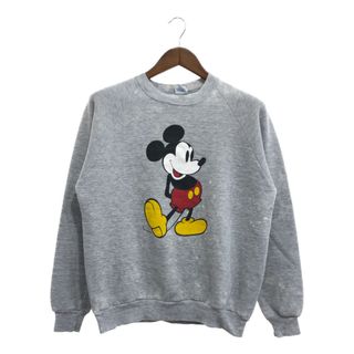 ディズニー(Disney)の80年代 USA製 Disney ディズニー MICKEY MOUSE ミッキーマウス スウェット キャラクター グレー (メンズ X-LARGE) 中古 古着 P5276(スウェット)