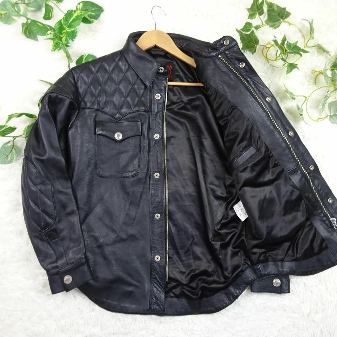 HEAVY FOR BIKERS　レザーキルティング　シャツジャケット　XL