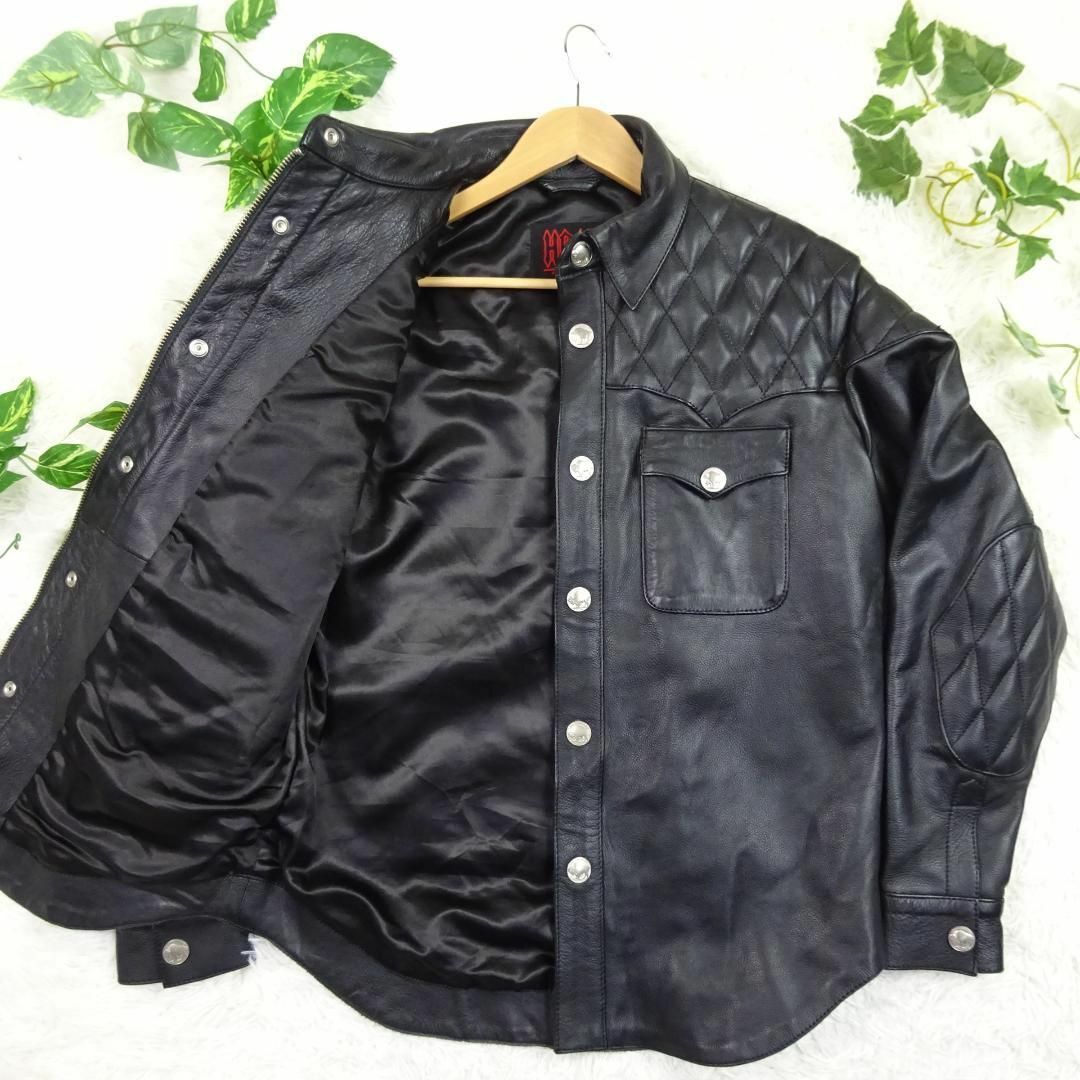 HEAVY FOR BIKERS　レザーキルティング　シャツジャケット　XL