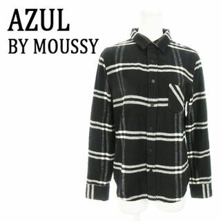 アズールバイマウジー(AZUL by moussy)のアズールバイマウジー チェック柄ネルシャツ M 黒 231030AO2R(シャツ/ブラウス(長袖/七分))