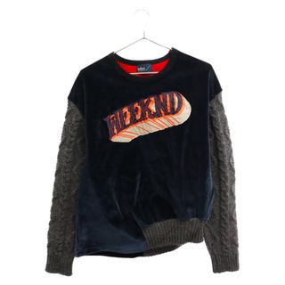 カラー(kolor)のkolor カラー 18AW ベロア ニット切替クルーネックスウェットトレーナー ブラック/グレー 18WCL-T01217(スウェット)