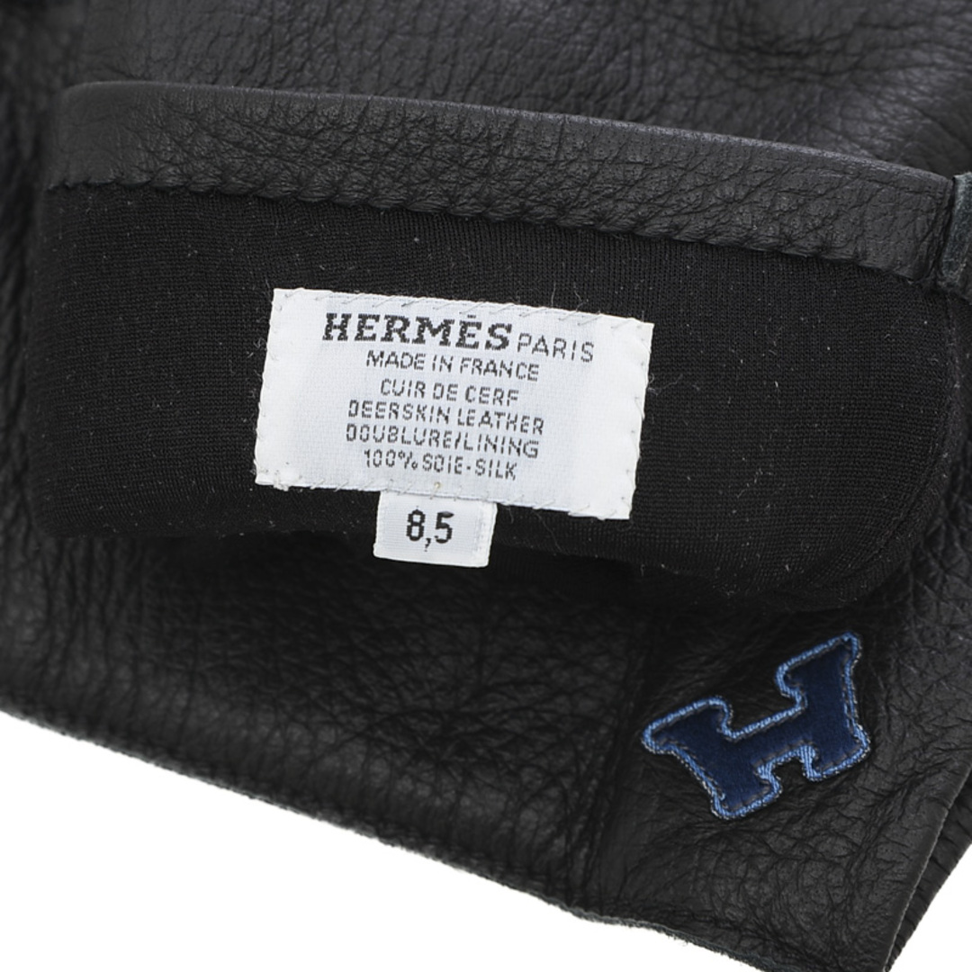 Hermes(エルメス)のエルメス レザーグローブ 手袋 ディアスキン ブラック #8.5 レディースのファッション小物(手袋)の商品写真