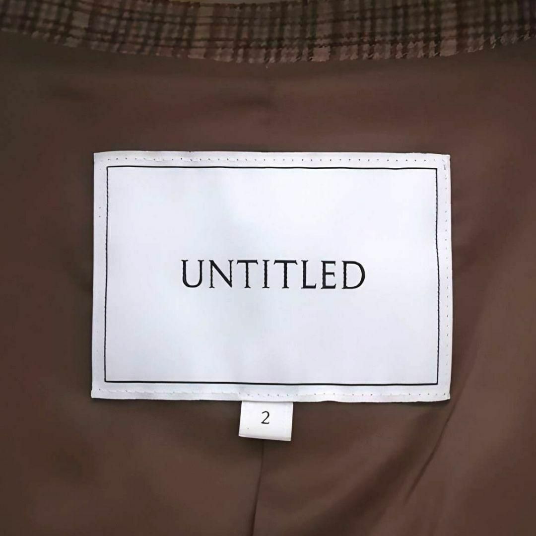 UNTITLED(アンタイトル)の未使用✨ アンタイトル　現行タグ　ロングコート　ベルト　チェック　ノーカラー　2 レディースのジャケット/アウター(ロングコート)の商品写真