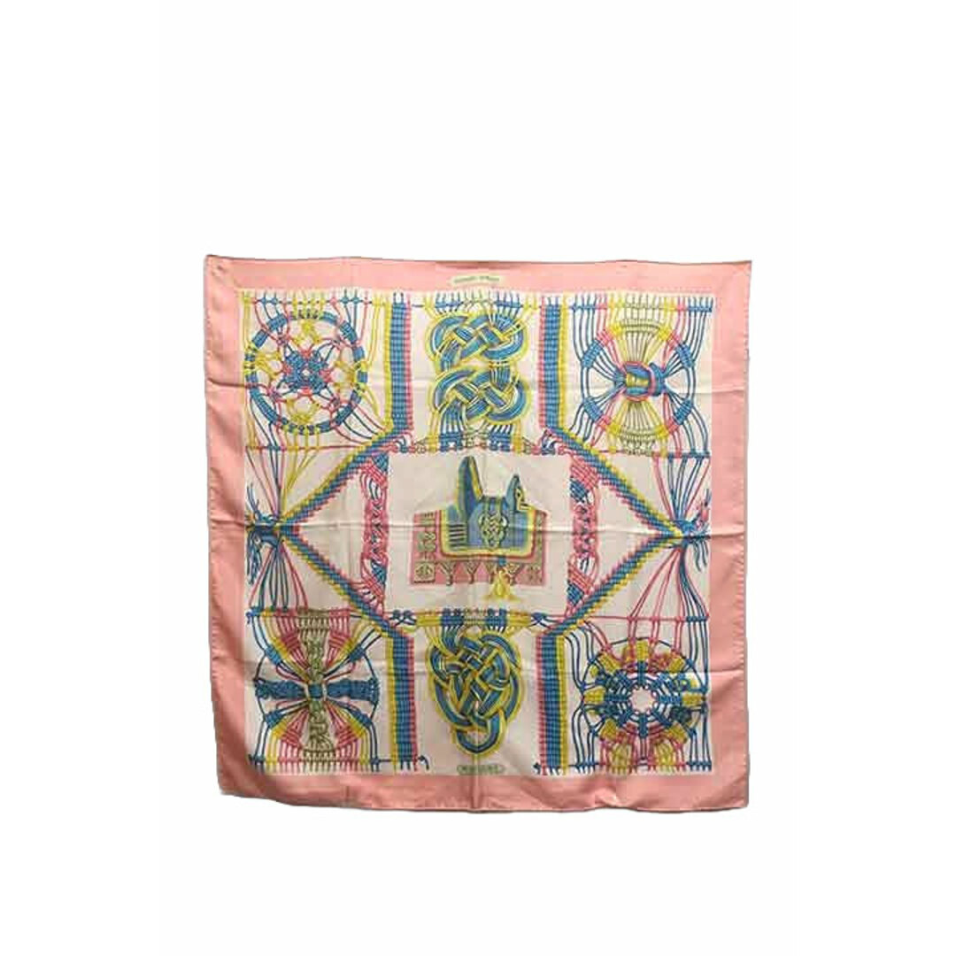 HERMES エルメス カレ 90 大判 スカーフ MACRAME マクラメ 総柄 HERMES エルメス カレ 90 大判 スカーフ MACRAME マクラメ 総柄