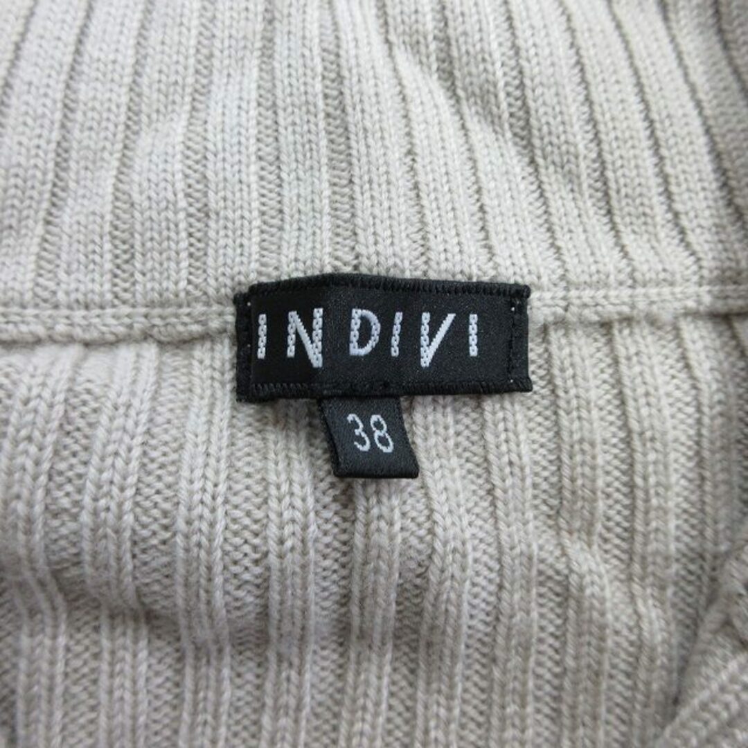 INDIVI(インディヴィ)のインディヴィ INDIVI ウール レザー 切替 リブ カーディガン 38♪11 レディースのトップス(カーディガン)の商品写真
