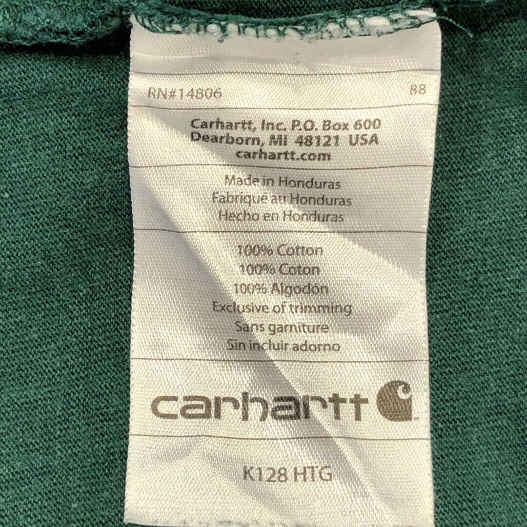 carhartt(カーハート)のCarhartt カーハート ヘンリーネック 長袖Ｔシャツ ワーク ロンT グリーン (メンズ L) 中古 古着 P5408 メンズのトップス(Tシャツ/カットソー(七分/長袖))の商品写真