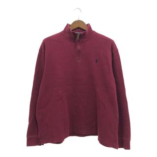 ポロラルフローレン(POLO RALPH LAUREN)の90年代 Polo by Ralph Lauren ポロ ラルフローレン ハーフジップ スウェット 大きいサイズ ワインレッド (メンズ XXL) 中古 古着 P5410(スウェット)