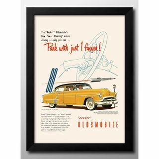 12983■A3アートポスター『アメリカ　オールドカー』絵画 イラスト マット(その他)