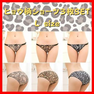 【L】 フルバック ショーツ 3枚セット ヒョウ柄 セクシー 可愛い 大人気(ショーツ)