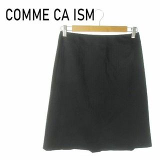 コムサイズム(COMME CA ISM)のコムサイズム ひざ丈スカート ウール混 L ブラック 220325AO18A(ひざ丈スカート)