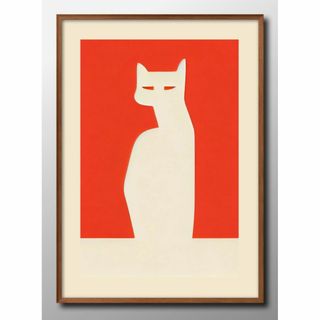 12874■A3アートポスター『猫　ネコ　すまし猫』絵画 イラスト マット(その他)