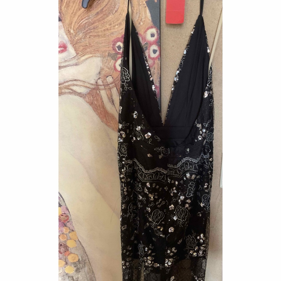 TADASHI SHOJI(タダシショウジ)の新品 USAロングドレス SILVER BLACK M レディースのフォーマル/ドレス(ロングドレス)の商品写真