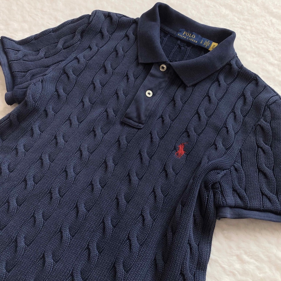 POLO RALPH LAUREN(ポロラルフローレン)のPOLO RALPH LAUREN 美品♡ケーブルニットポロシャツ　半袖 レディースのトップス(ポロシャツ)の商品写真