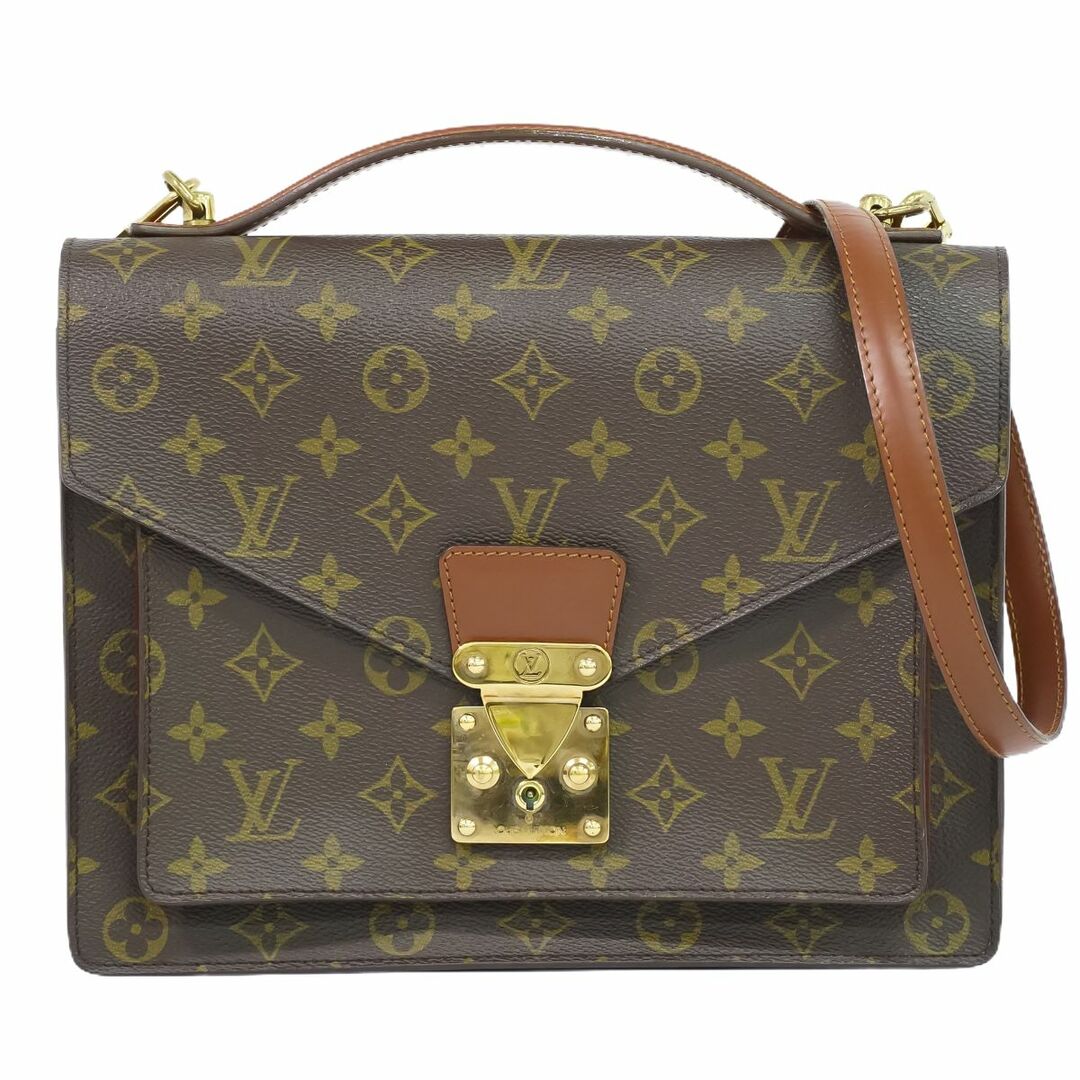 本物 ルイヴィトン LOUIS VUITTON LV モンソー モノグラム 2WAY ショルダーバッグ ハンドバッグ ポシェット ブラウン M51185 Monceau ビトン バッグレディース