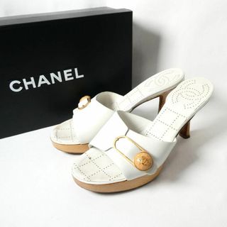 シャネル(CHANEL)の良品 CHANEL ココマーク レザー ハイヒール サンダル ミュール(ミュール)