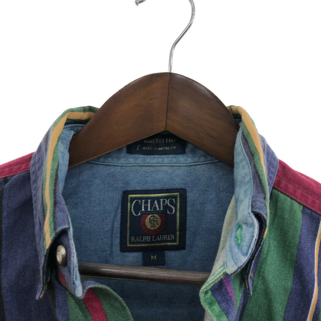 2000年代～ CHAPS チャップス ボタンダウン クレイジーパターン ストライプ 長袖シャツ マルチカラー (メンズ M) 中古 古着 p5728 メンズのトップス(シャツ)の商品写真
