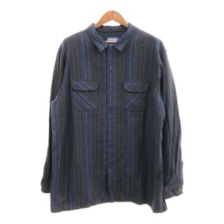 ペンドルトン(PENDLETON)のPENDLETON ペンドルトン ウール ストライプ 長袖シャツ 大きいサイズ アメカジ カジュアル ネイビー (メンズ XXL) 中古 古着 P5742(シャツ)