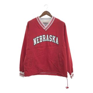 チャンピオン(Champion)の2000年代～ Champion チャンピオン NEBRASKA ナイロン プルオーバー ジャケット カレッジ カジュアル レッド (メンズ M) 中古 古着 P5743(その他)