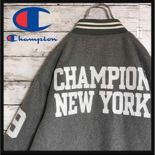 チャンピオン(Champion)の【ウール混】チャンピオン　ワッペン入りジャケット　スタジャン　グレー　K773R(スタジャン)