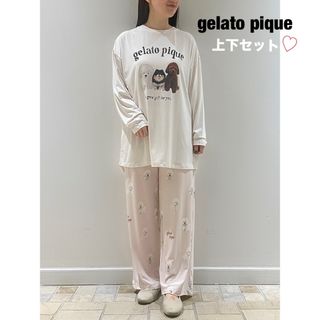 ルームウェア【新品】完売商品♬ジェラートピケ ねこ♡猫♡キャット サテンシャツ&ロングパンツ