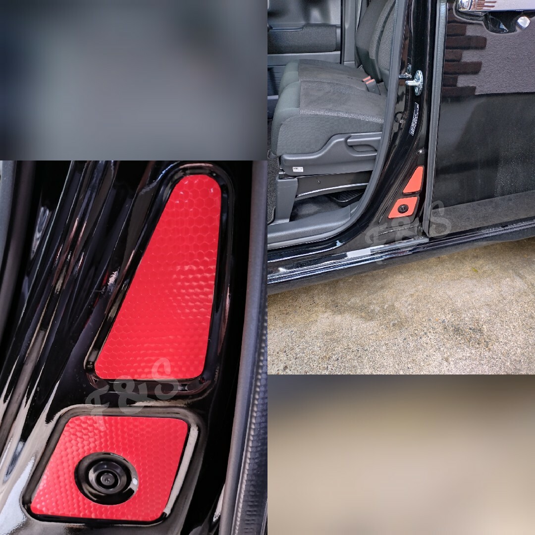ホンダ(ホンダ)のNBOX カスタム JF5/6 フロントドアインナー リフレクターシート レッド 自動車/バイクの自動車(車内アクセサリ)の商品写真