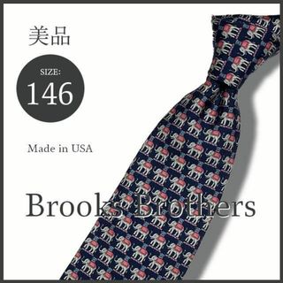 ブルックスブラザース(Brooks Brothers)のブルックスブラザーズ USA製 エレファント(象)柄 ネイビー 総シルク 美品(ネクタイ)