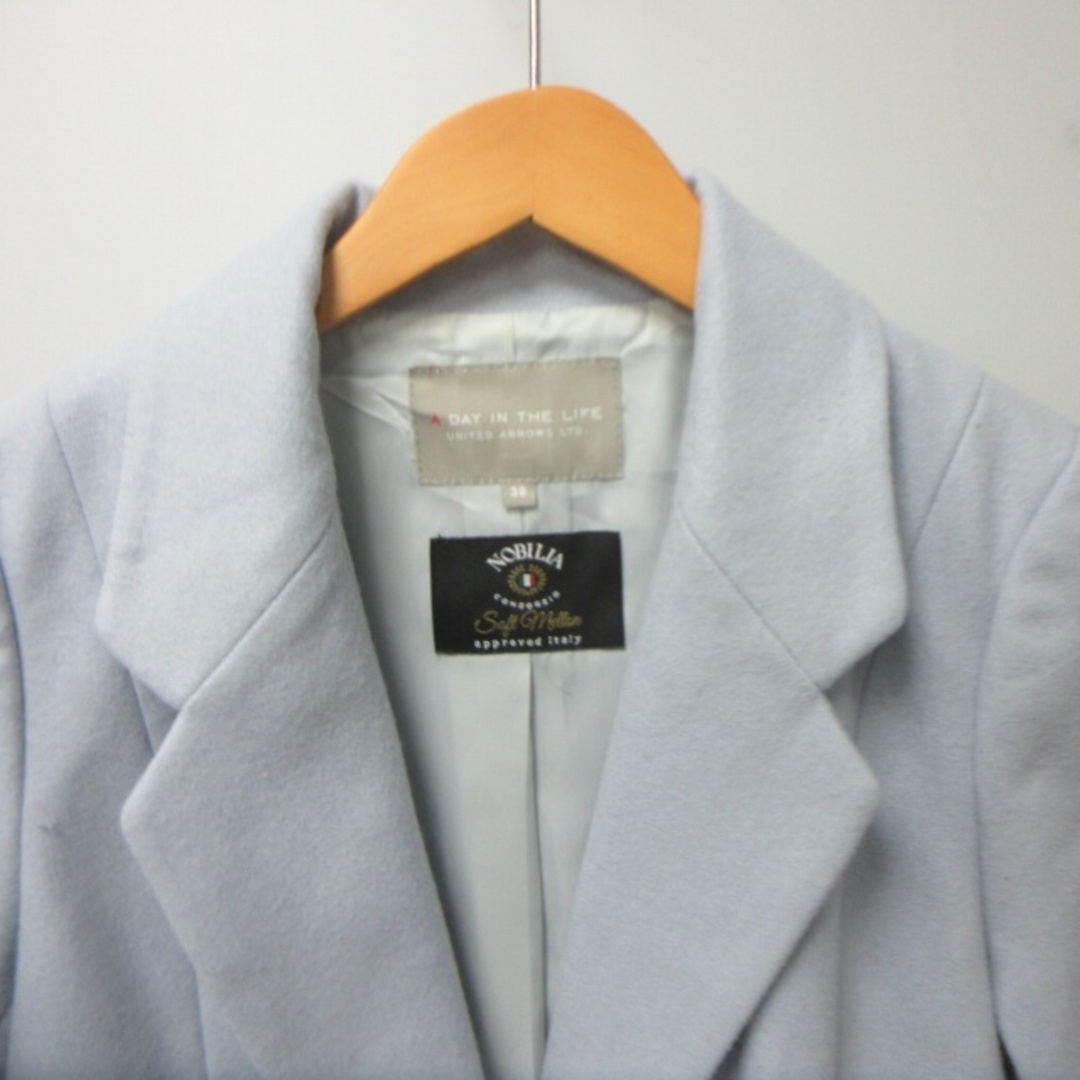 UNITED ARROWS(ユナイテッドアローズ)のユナイテッドアローズ チェスターコート ジャケット 水色 約M IBO46 レディースのジャケット/アウター(チェスターコート)の商品写真