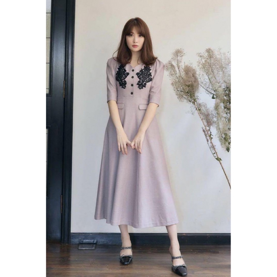Herlipto Lace Motif Twill Long Dress ワンピース Herlipto Lace Motif Twill Long Dress ワンピース
